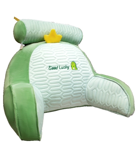 Perna Multifunctionala, Flippy, Spatar pentru Pat, Protectie Lombara, Marime Medie, 60 x 40 cm, din Latex, Model Dinozaur, Verde