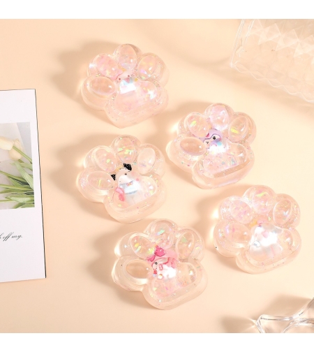 Jucarie Antistres Squishy, Flippy, cu Revenire Lenta, Squeeze Pinch Family, Model Cat Paw, 6.5 x 7 cm, din Tpr, 4-6 Ani, Model 1 Figurina, Transparent