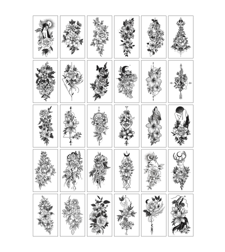 Set 30 Tatuaje Temporare, Flippy, pe Baza de Apa, Model 4, Negru