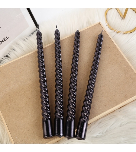 Set 4 Lumanari pentru Masa, Cina, Decor, Flippy, Model Rasucit, Lungime 25 cm, Negru
