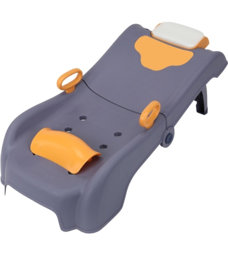 Suport Pliabil pentru Spalat Parul Flippy, Pentru Copii, 0 - 16 ani, cu Picioare Antialunecare, Material Polipropilena, Suport Cap Reglabil, cu Manere, 82 x 40 x 28 cm, Bleumarin