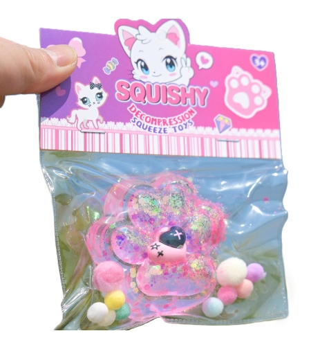 Jucarie Antistres Squishy, Flippy, Labuta de Pisica Squeeze Toys, cu Revenire Lenta, 7.5 cm, Model 270519, Multicolor