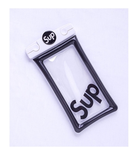 Husa subacvatica Mascot Waterproof Flippy, Snowproof, Universala, cu Snur, pentru telefon sau documente, Sup, Alb-Negru
