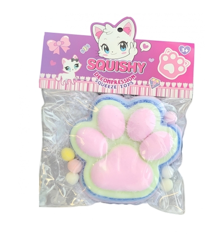 Jucarie Antistres Squishy, Flippy, cu Revenire Lenta, Squeeze Pinch Family, Model Cat Paw, 12.5x10.5 cm, 220g, Ambalaj Transparent, Model 9, Multicolor