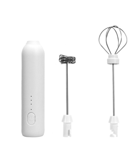 Mixer Spuma Lapte, Flippy, Electric cu Incarcare USB, Bauturi Calde/Reci, Maner Izolat Termic, Otel Inoxidabil, pentru Latte, Ciocolata Calda, Cappuccino, Frappe, Usor de Folosit, 2 Accesorii, Alb