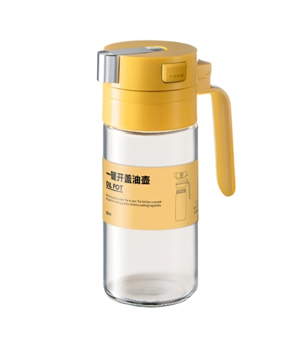 Dispenser pentru Ulei, Flippy, Deschidere si Inchidere Automata a Rezervorul, cu Inductie Gravitationala, 550 ml, 12x7.6x20.5 cm, Galben