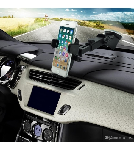 Suport auto pentru telefon, 2nd A1 Telescopic cu Ventuza Negru