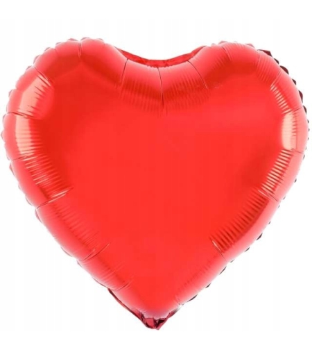 Balon din Folie Metalizata, Flippy, Figurina Inimioara, Model Simplu, Tematica Iubire, 40 cm, Ambalaj Individual, Pai Inclus, Umflare cu Aer sau Heliu, Rosu