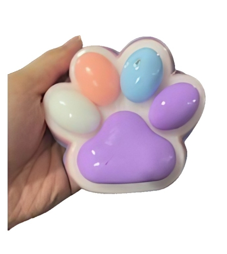 Jucarie Antistres Squishy, Flippy, cu Revenire Lenta, Squeeze Pinch Family, Model Cat Paw, 12.5x10.5 cm, 220g, Ambalaj Transparent, Model 020, Multicolor