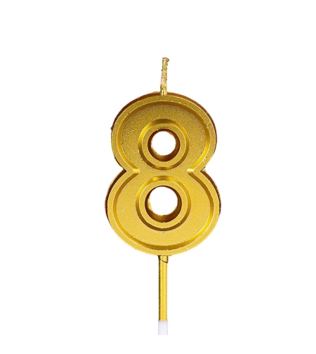 Lumanare pentru Tort Cifra 8, Flippy, 4.8 cm, Aniversare, Aurie