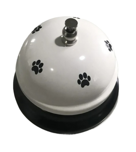 Clopotel Metalic Multifunctional, Flippy, Alb cu Imprimeu Labuta Neagra, 7.5x7.5x6.5 cm, Dresaj, Receptie, Restaurante