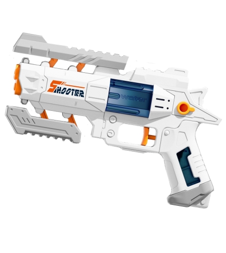 Pistol Manual cu Apa, Flippy, Jucarie Pistol cu Apa Sigur Pentru Copii, Design Nou S-Shooter Atractiv, 23 x 14.5 cm, Alb