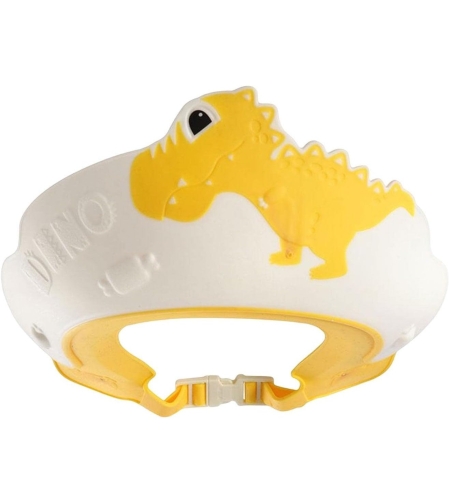 Viziera de Protectie Baie Pentru Copii, Fippy, Model Dinozaur, Dimensiune ajustabila, Durabil, Usor de curatat, Impotriva Samponului, pentru Ochi si Urechi, TPE+PP, 22x21 cm, Galben