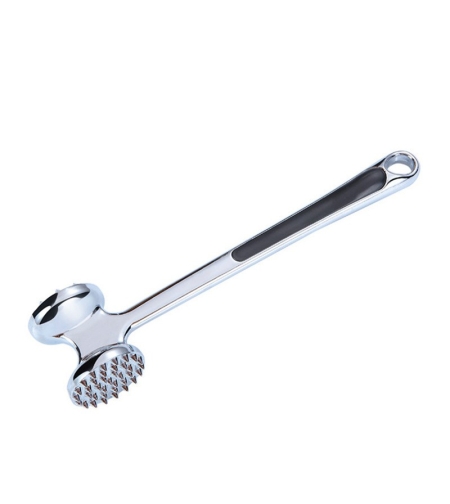 Ciocan pentru snitele si carne Flippy, din aliaj de zinc, maner antialunecare, doua capete, 22 cm, argintiu