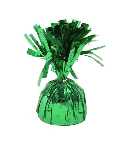 Greutate pentru Baloane cu Heliu, Flippy, din Folie cu Franjuri, 170g, 13 x 5 x 3 cm, Verde