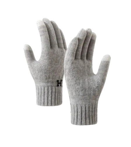 Manusi de Barbat, Flippy, Model H, Functie Touchscreen (ecran tactil), Material Acril Tricotat, Manseta Elastica, Interior Catifelat, Marime Universala, Gri Deschis