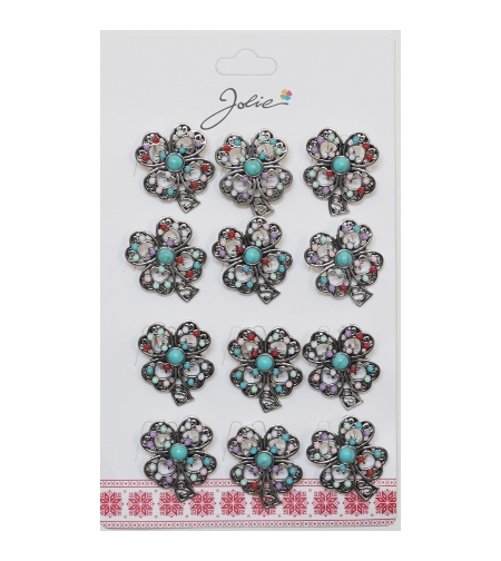 Set 12 Brose Martisor Primavara Trifoi cu Pietricele Vintage