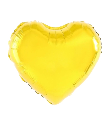 Balon din Folie Metalizata, Flippy, Figurina Inimioara, Model Simplu, Tematica Iubire, 40 cm, Ambalaj Individual, Pai Inclus, Umflare cu Aer sau Heliu, Auriu