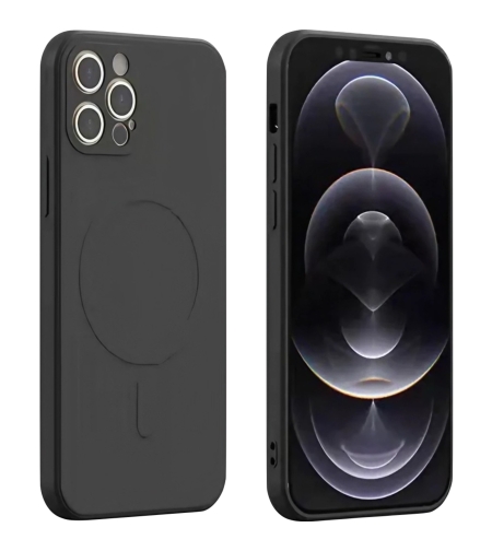 Husa protectie Flippy compatibila cu iPhone 13 (6.1), Liquid MagSafe, ring-shaped, magnetica, Negru