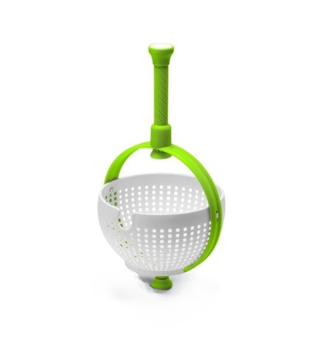 Strecuratoare multifunctionala rotativa, cu maner, material ABS, 22x12 cm, maner 18 cm, cu ventuza pentru prindere sigura, practic si usor de folosit, verde
