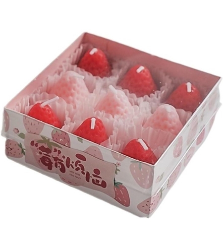 Set 9 Lumanari Parfumate, Flippy, Model Capsunici, Ardere 30 min, 117g, 9.3 x 9.3 x 3.8 cm, Roz/Rosu