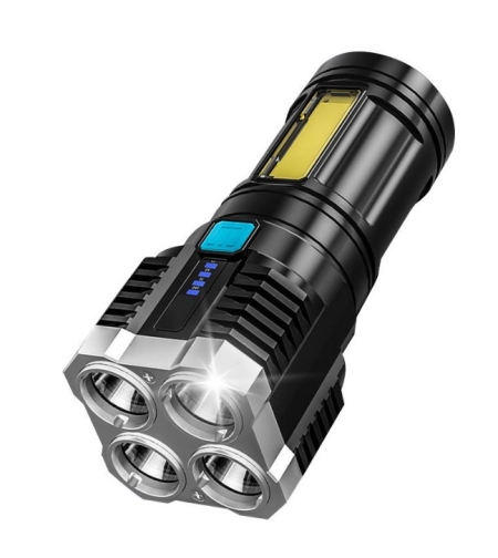 Lanterna LED Tactica 2 in 1, Flippy, 4 Moduri de Iluminare, Tip Proiector COB, Rezistenta la Apa, Reincarcabila, USB, Lanterna de Drumetii, 13.6 x 5 cm, Negru