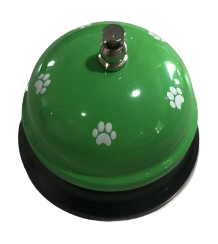 Clopotel Metalic Multifunctional, Flippy, Verde cu Imprimeu Labuta Alba, 7.5x7.5x6.5 cm, Dresaj, Receptie, Restaurante