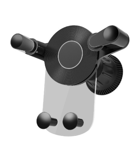 Suport Auto de Telefon, Flippy, pentru Ventilatie, din ABS, cu Clipsuri, Rotativ, 12x9.5x12 cm, Negru-Transparent