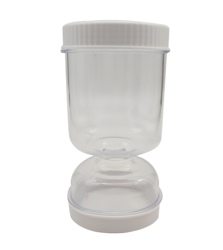 Borcan pentru Muraturi, Flippy, cu Separator pentru Lichide, Ermetic, Termorezistent, Tip Clepsidra, 2 Furculite Incluse, ABS, Alb, 18x9x9 cm