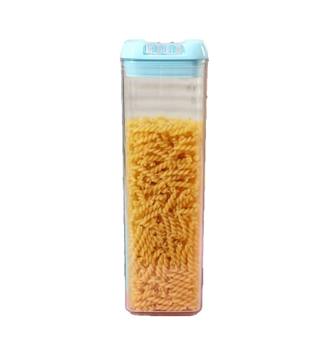 Cutie de Depozitare Alimente, Flippy, 1.9L, Capac Albastru, din PP+PET, Inchidere Ermetica, 10 x 10 x 30.5 cm, Transparent