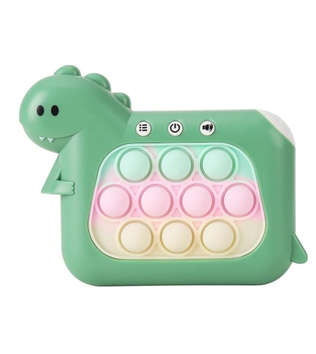 Jucarie Interactiva Pop It Whack A Mole, Flippy, Tip Consola, Anti-Stres, 4 Moduri de Joc, din ABS si Silicon, +3 Ani, Model Dinozaur, Verde