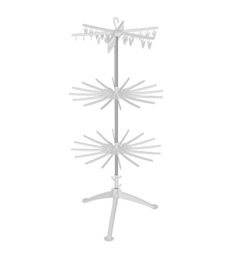 Uscator de Rufe Vertical, Flippy, 3 Niveluri, Pliabil, din ABS+PP+Otel Inoxidabil, Rotire 360 Grade, 178.7 x 75 cm, Alb