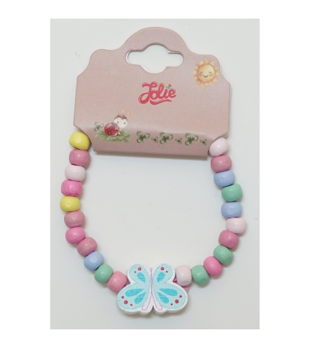 Martisor Bratara Curcubeu pentru Copii, Elastica, din Lemn, Model 8