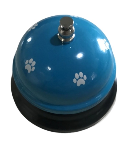 Clopotel Metalic Multifunctional, Flippy, Alastru cu Imprimeu Labuta Alba, 7.5x7.5x6.5 cm, Dresaj, Receptie, Restaurante