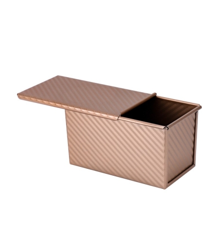 Tava pentru Paine, Flippy, din Otel Carbon, 450 g, cu Capac, Antiaderenta, 21 x 11 x 11.5 cm, Roz Auriu