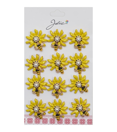 Set 12 Brose Martisor Albina pe Floare Galbena