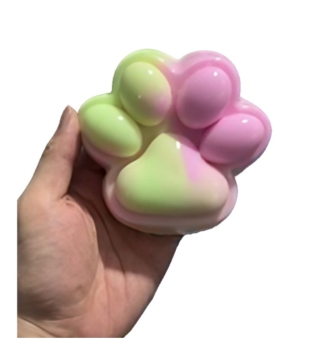 Jucarie Antistres Squishy, Flippy, cu Revenire Lenta, Squeeze Pinch Family, Model Cat Paw, 12.5x10.5 cm, 220g, Ambalaj Transparent, Model 021, Multicolor
