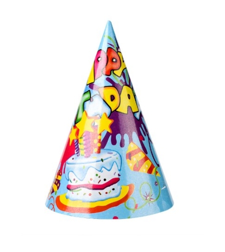 Set 6 Coifuri, Flippy, Petrecere Copii, din Carton, 20 x 13.5 cm, Model 5 Happy Birthday, Multicolor