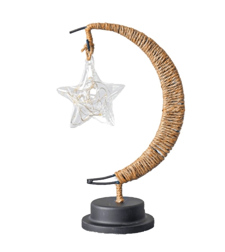 Lampa veghe Flippy, semi-luna cu stea din sticla, led, 28x15 cm, alb cald