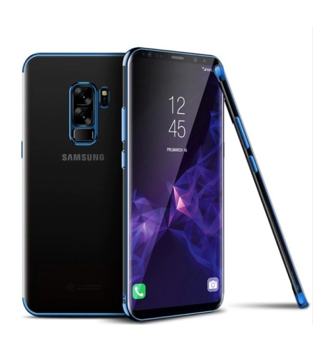 Husa Samsung Galaxy S9 Transparent cu Margini Albastre