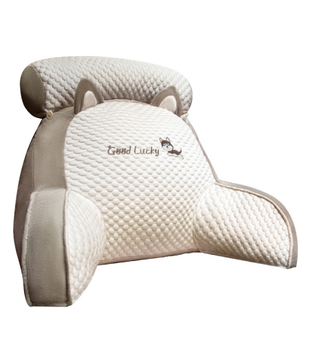 Perna Multifunctionala, Flippy, Spatar pentru Pat, Protectie Lombara, Marime Medie, 60 x 40 cm, din Plus, Model Catelus, Gri