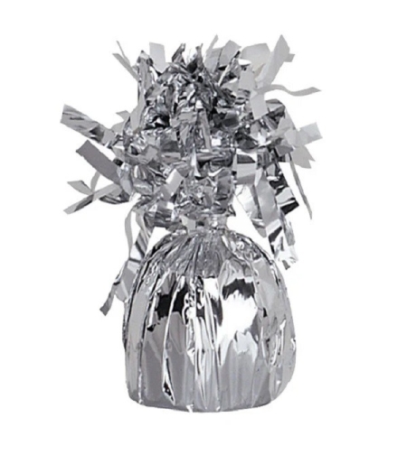 Greutate pentru Baloane cu Heliu, Flippy, din Folie cu Franjuri, 170g, 13 x 5 x 3 cm, Argintiu