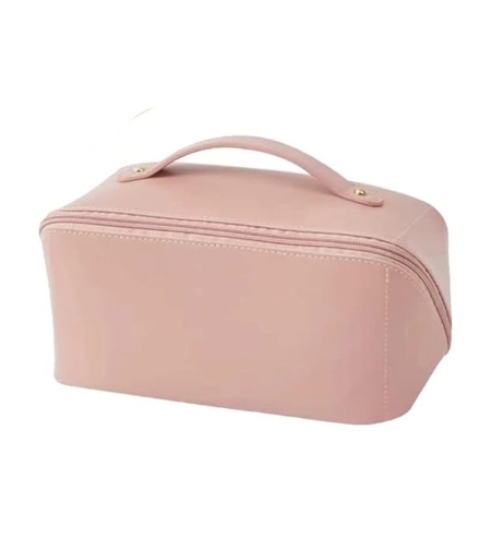 Geanta de Calatorie Flippy, Pentru Cosmetice, Portabila, Impermeabila, din Piele Ecologica, Compartimente Multiple, cu Fermoar, 23 x 11.5 x 10.5 cm, Roz