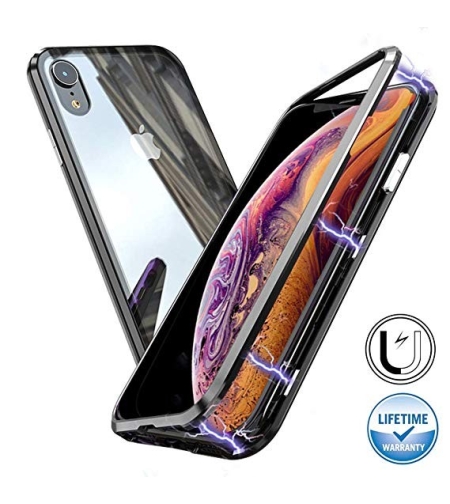 Husa de protectie Magnetic 360, Folie sticla inclusa, pentru Apple iPhone 7, Negru