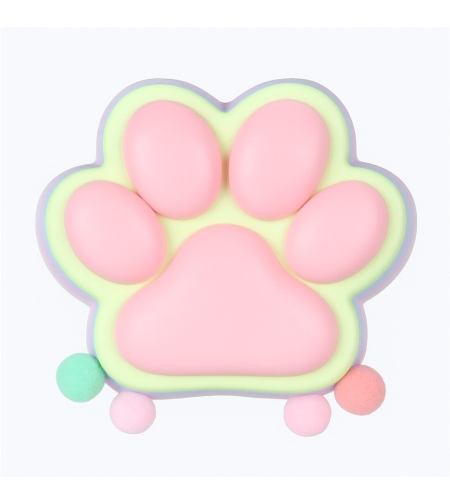 Jucarie Antistres Squishy, Flippy, Revenire Lenta, Model Labuta de Pisica, Squishy, BIG 12.5 x 10.5 cm, 220 g, Model 21, Multicolor Roz Galben