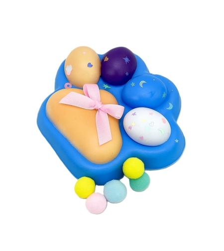 Jucarie Antistres Squishy, Flippy, cu Revenire Lenta, Squeeze Toys, Model Cat Paw, 12.5x10.5 cm, 220g, +3 Ani, din TPR, Model 7, Multicolor
