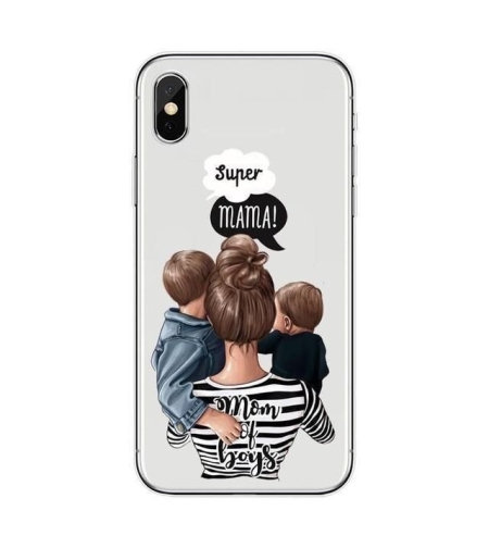 Husa protectie,Flippy, compatibila cu Apple iPhone 12 Pro Glass print Super Mom Multicolor
