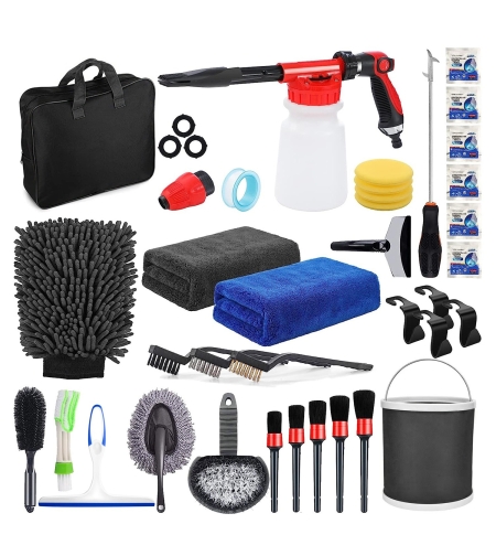 Accesorii pentru Curatare Auto, Flippy, Set 35 bucati, Accesorii pentru Detailing Auto, Accesorii pentru Curatare Auto in Interior si Exterior, Multicolor