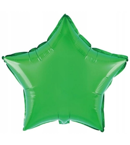 Balon din Folie Metalizata, Flippy, Figurina Stea, Model Simplu, Tematica Aniversare, 40 cm, Ambalaj Individual, Pai Inclus, Umflare cu Aer sau Heliu, Verde