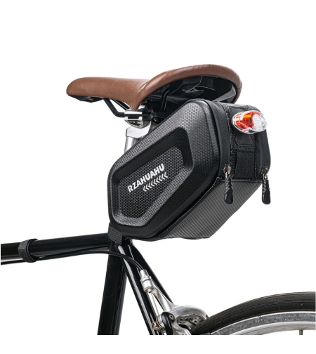 Borseta pentru bicicleta Flippy, Hard Shell, material piele artificiala si carbon, 20x12x11.5 cm, prindere de sa, capacitate 2L, impermeabila, negru